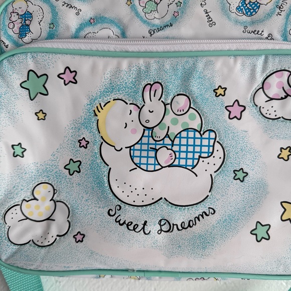 Vintage 90s Cudlie Diaper Bag White Green Stars Sleeping Baby Sweet Dreams NWT - Picture 2 of 10